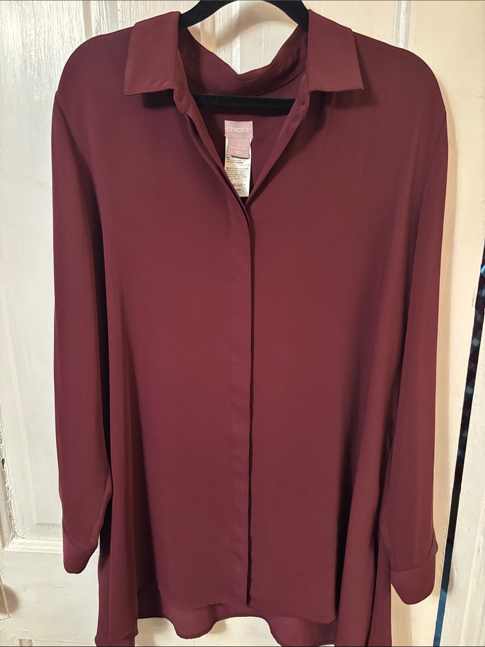 Chico's Women's Burgundy Button-Front Blouse